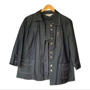 TanJay Stretchy Denim Pant & Jacket Set. Size 14.